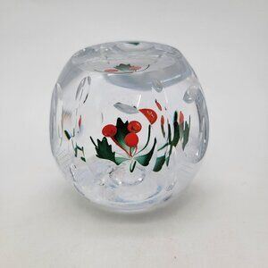 Caithness 2018 Limited Edition Holly & Berries Art Glass Paperweight